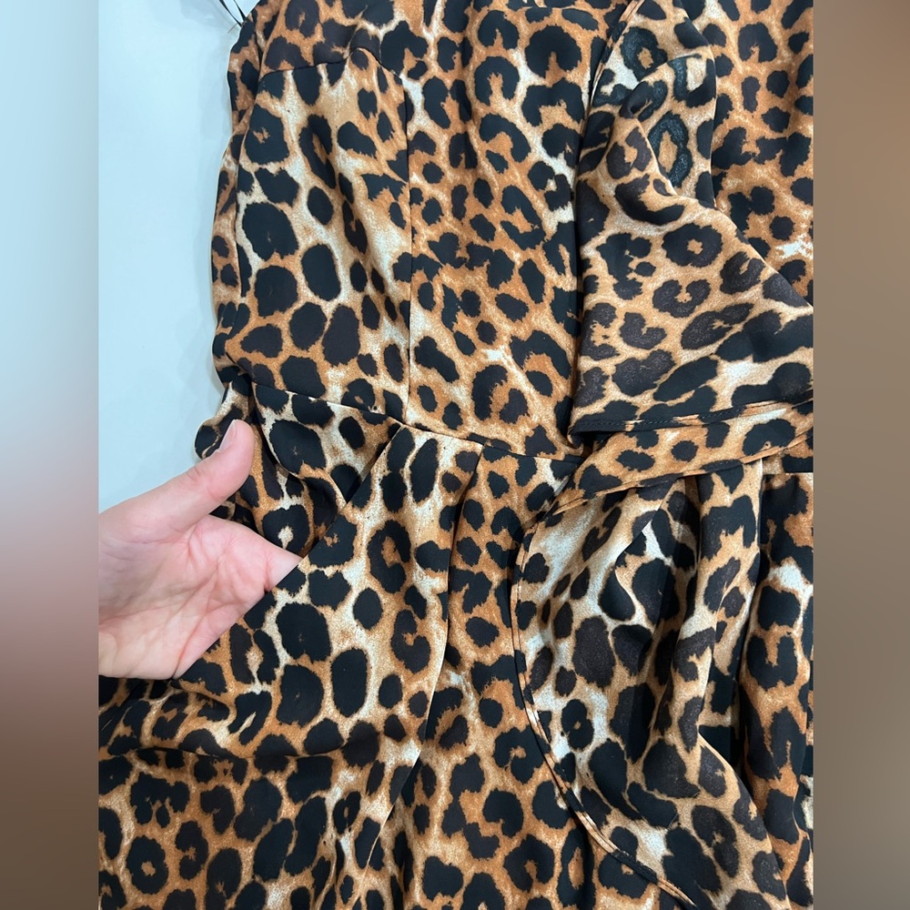 Strapless Ruffled Leopard Print Romper - image 3